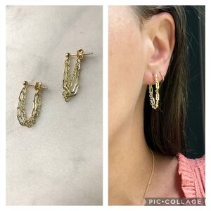 Gold Plated Double Drop Chain Earrings